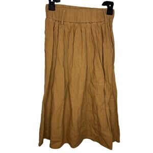 Giada Forte Resort Linen Cotton Blend Midi Skirt Size 0 Camel Flowy Boho